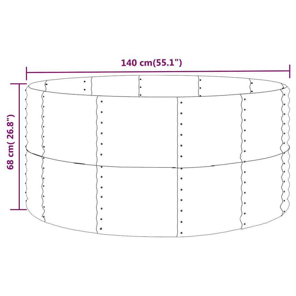 Hochbeet Anthrazit 140x140x68 cm Verzinkter Stahl
