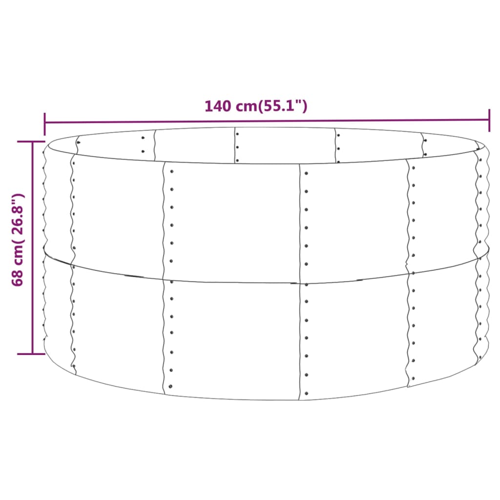 Hochbeet Silbern 140x140x68 cm Verzinkter Stahl