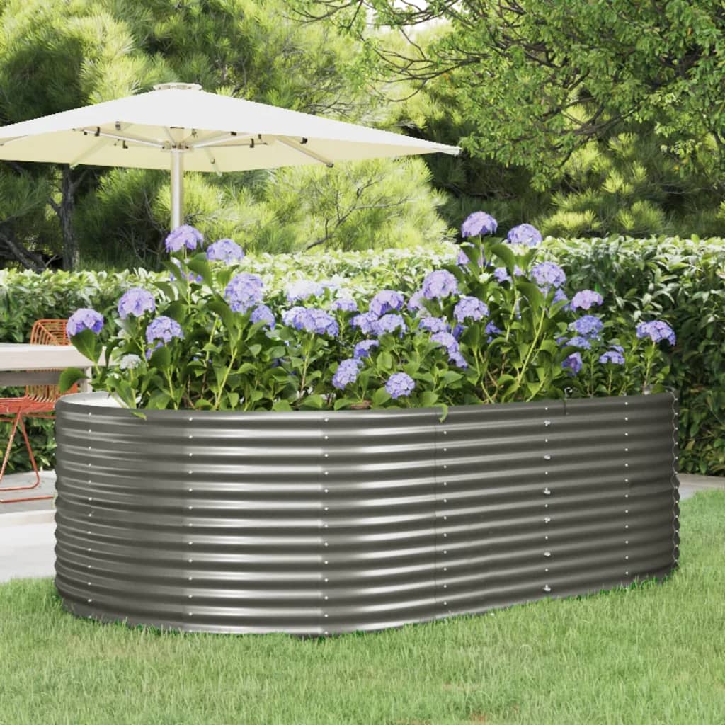 Hochbeet Grau 212x140x68 cm Verzinkter Stahl
