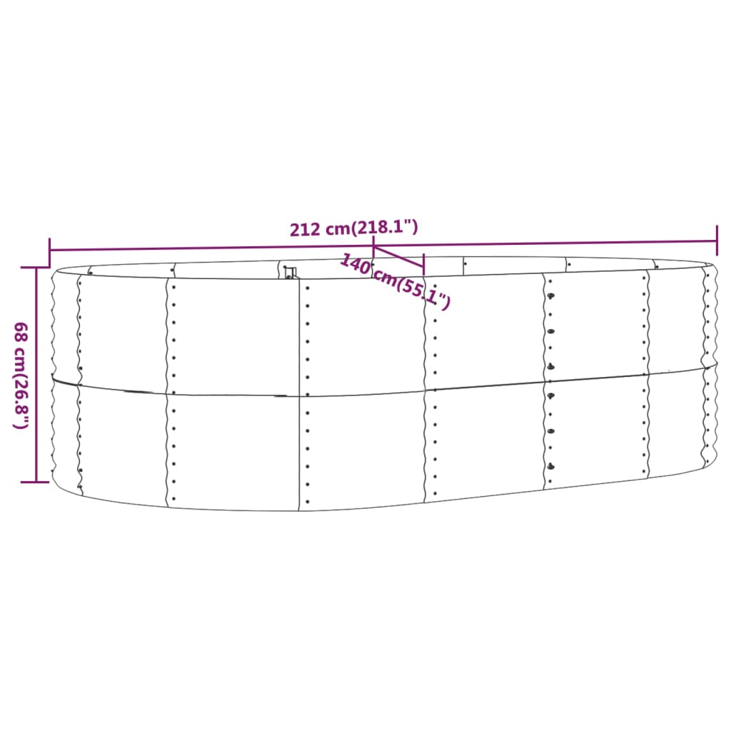 Hochbeet Braun 212x140x68 cm Verzinkter Stahl
