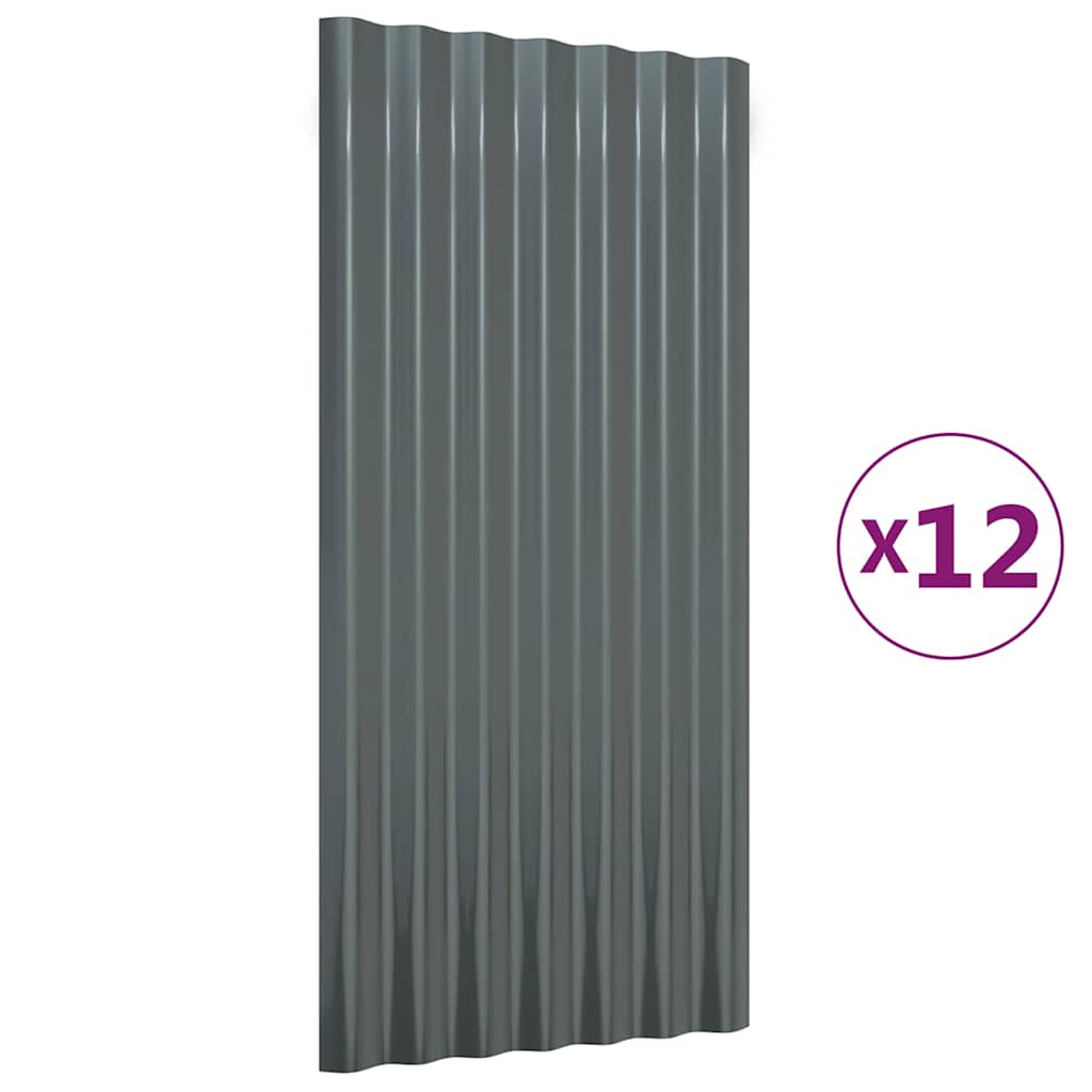 Dachpaneele 12 Stk Verzinkter Stahl Anthrazit 80x36 cm