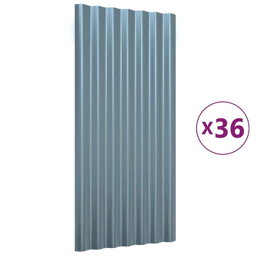 Dachpaneele 36 Stk. Verzinkter Stahl Grau 80x36 cm