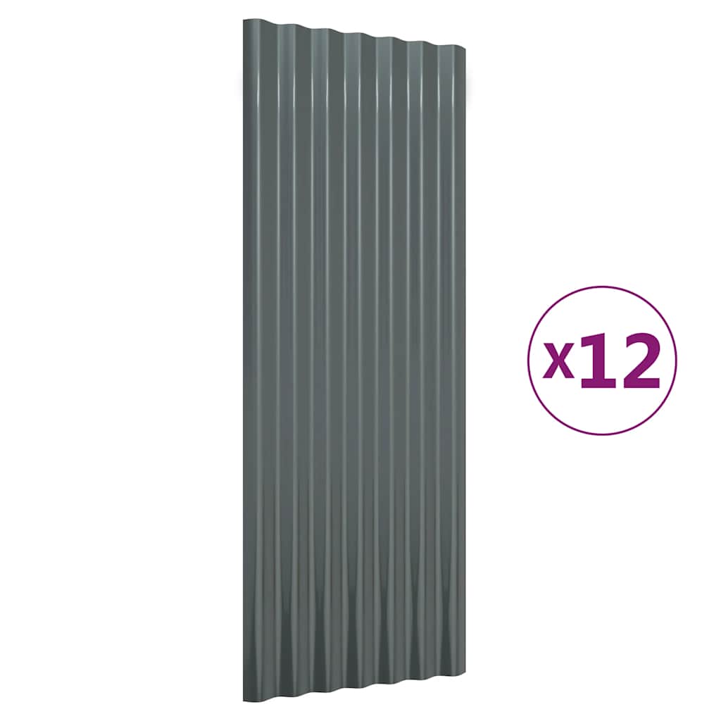 Dachpaneele 12 Stk Verzinkter Stahl Anthrazit 100x36cm
