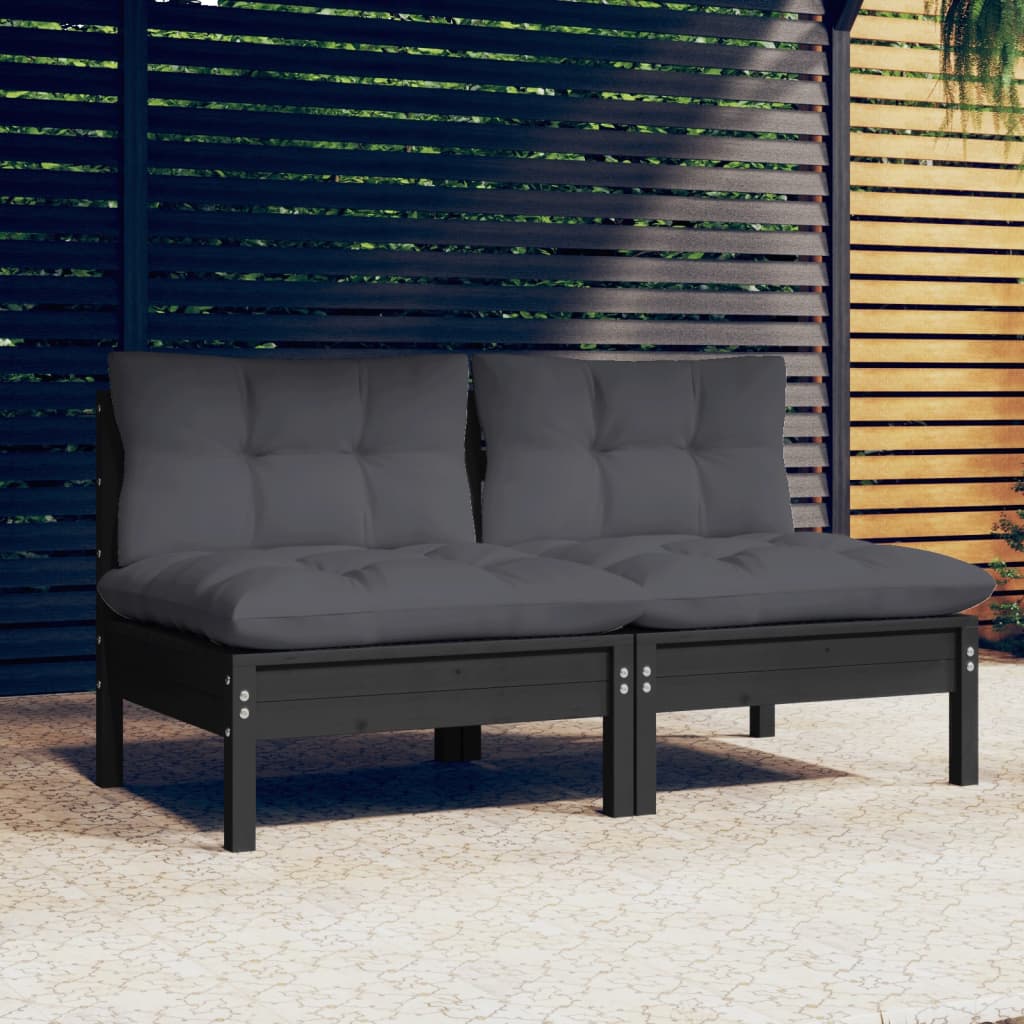 2-Sitzer-Gartensofa mit Anthrazit Kissen Massivholz Kiefer