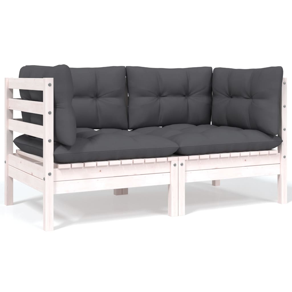 8-tlg. Garten-Lounge-Set mit Anthrazit Kissen Kiefernholz