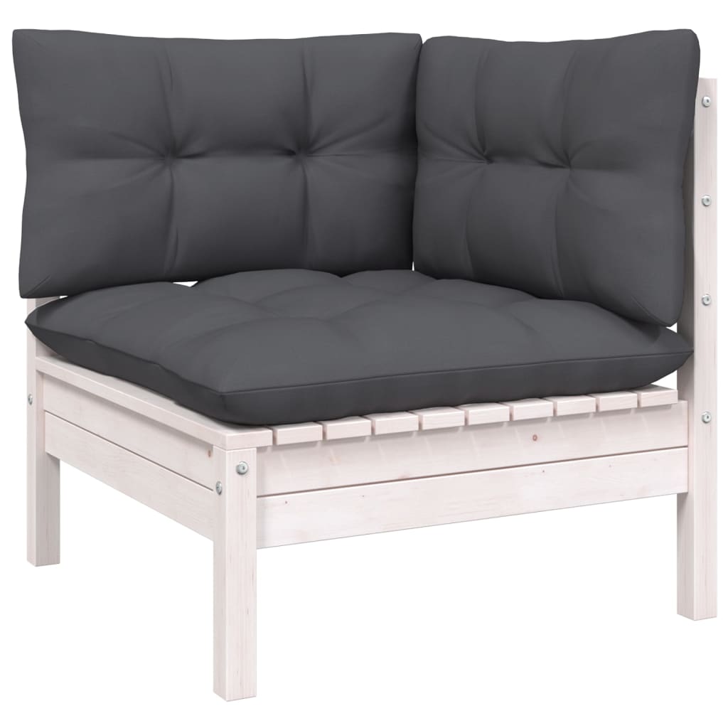 8-tlg. Garten-Lounge-Set mit Anthrazit Kissen Kiefernholz