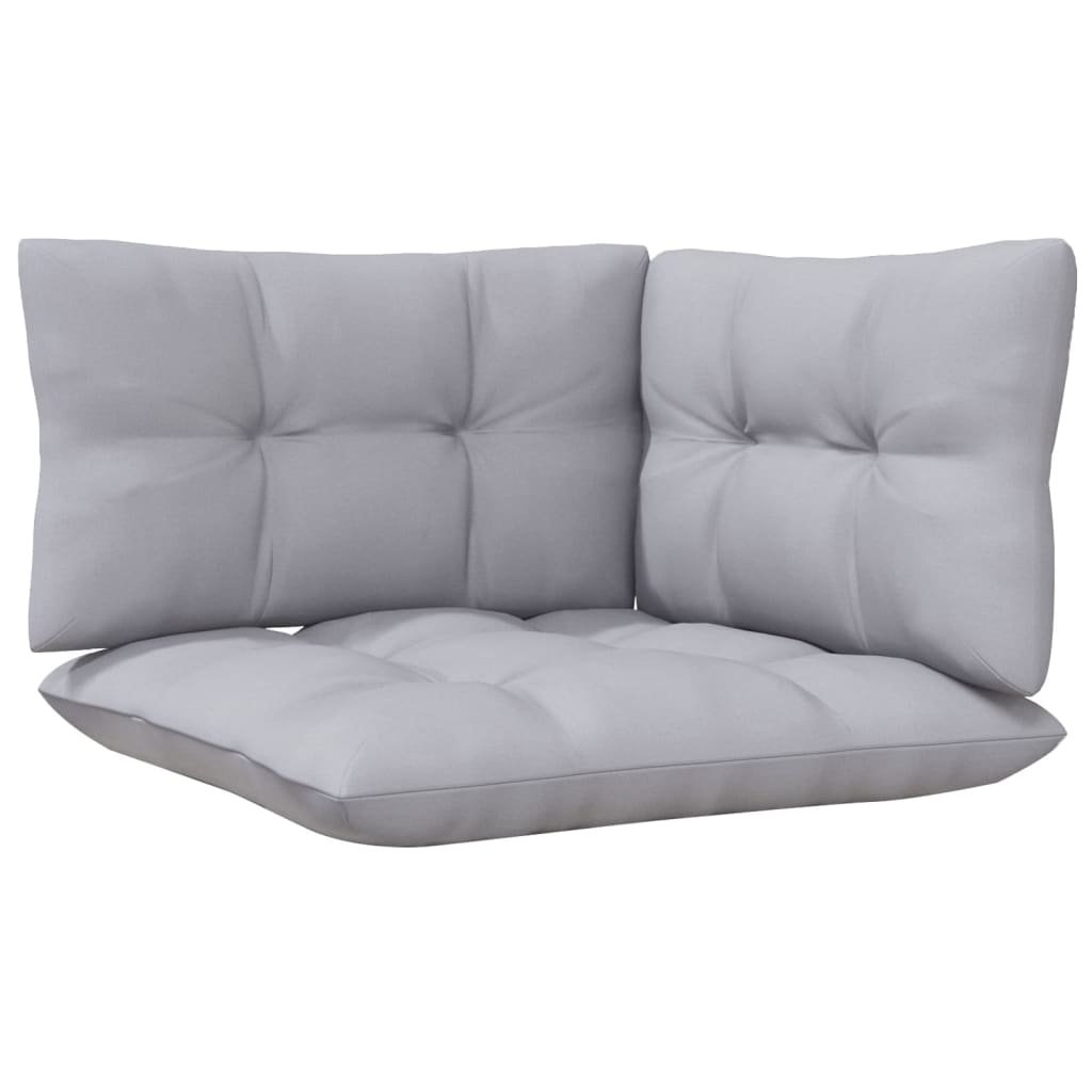 9-tlg. Garten-Lounge-Set mit Grauen Kissen Kiefernholz
