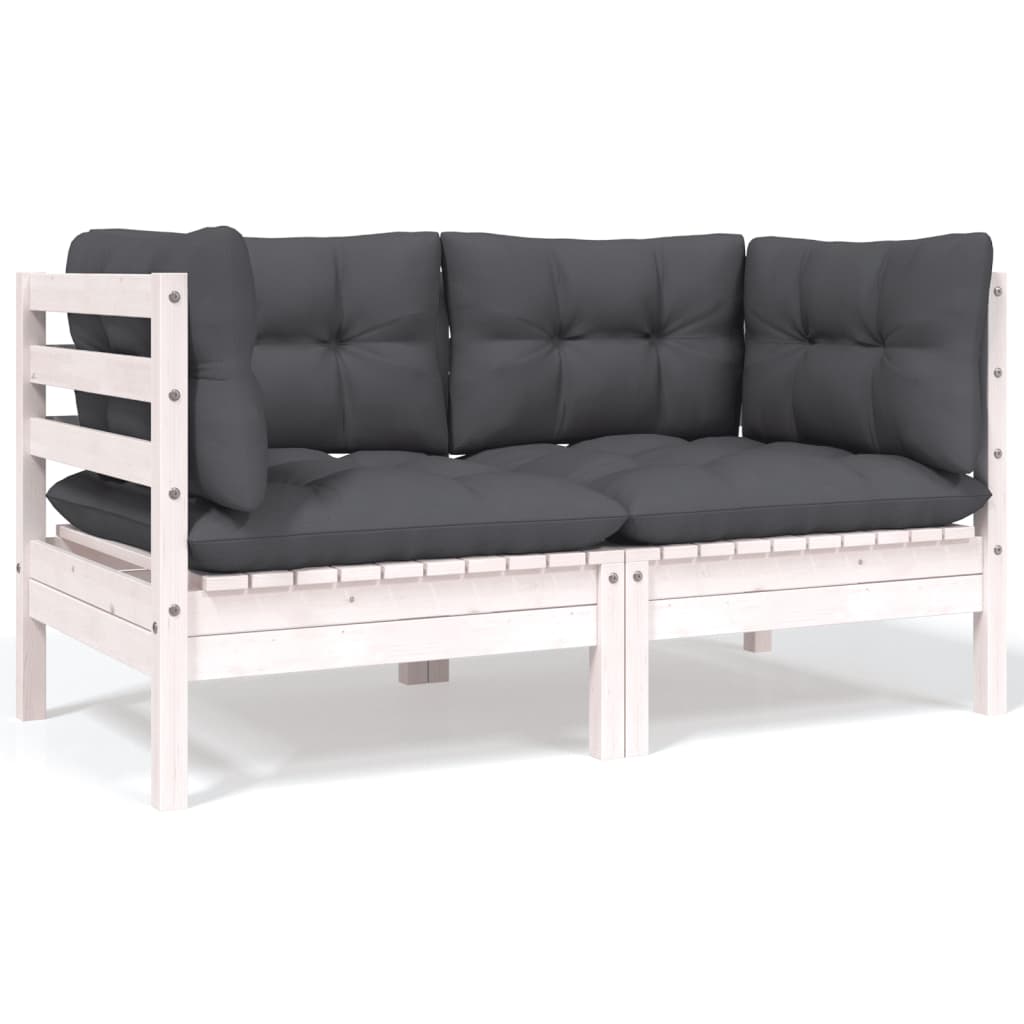 9-tlg. Garten-Lounge-Set mit Anthrazit Kissen Kiefernholz