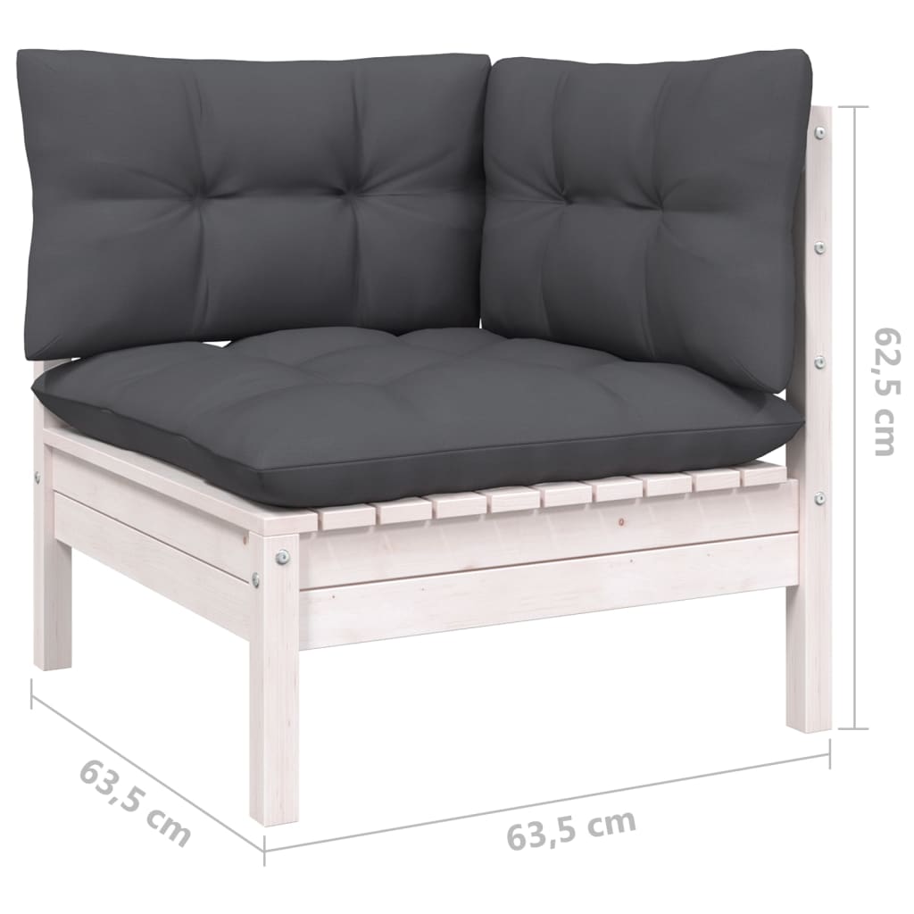 9-tlg. Garten-Lounge-Set mit Anthrazit Kissen Kiefernholz