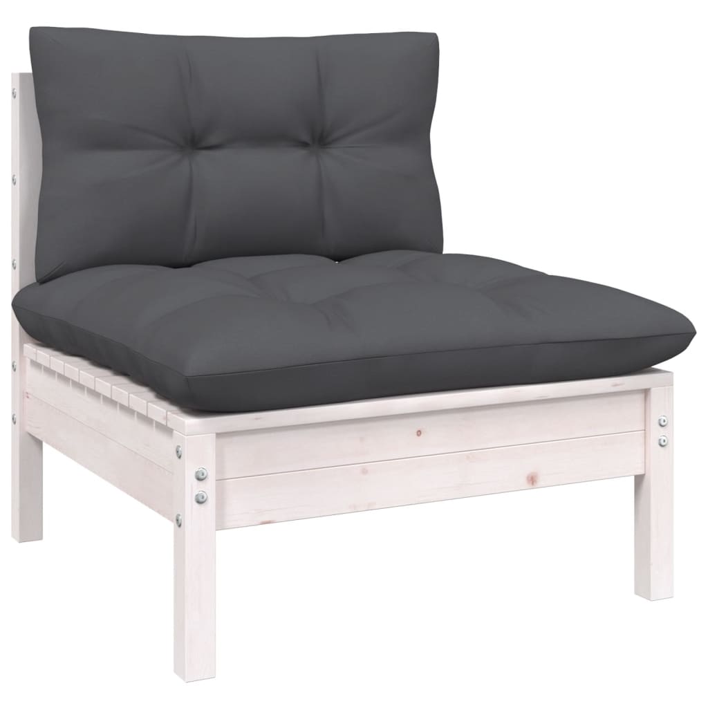 13-tlg. Garten-Lounge-Set mit Anthrazit Kissen Kiefernholz