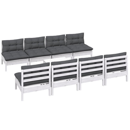 9-tlg. Garten-Lounge-Set mit Kissen Kiefer Massivholz