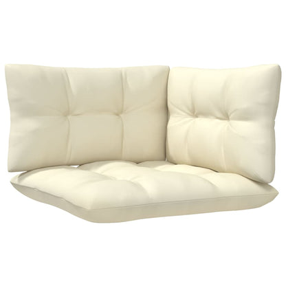 6-tlg. Garten-Lounge-Set mit Creme Kissen Massivholz Kiefer