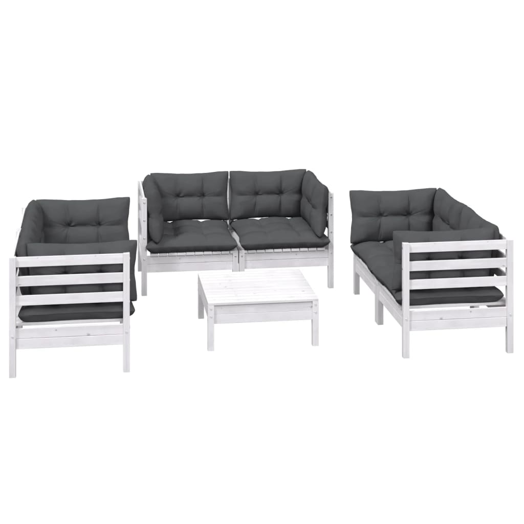 7-tlg. Garten-Lounge-Set mit Kissen Kiefer Massivholz