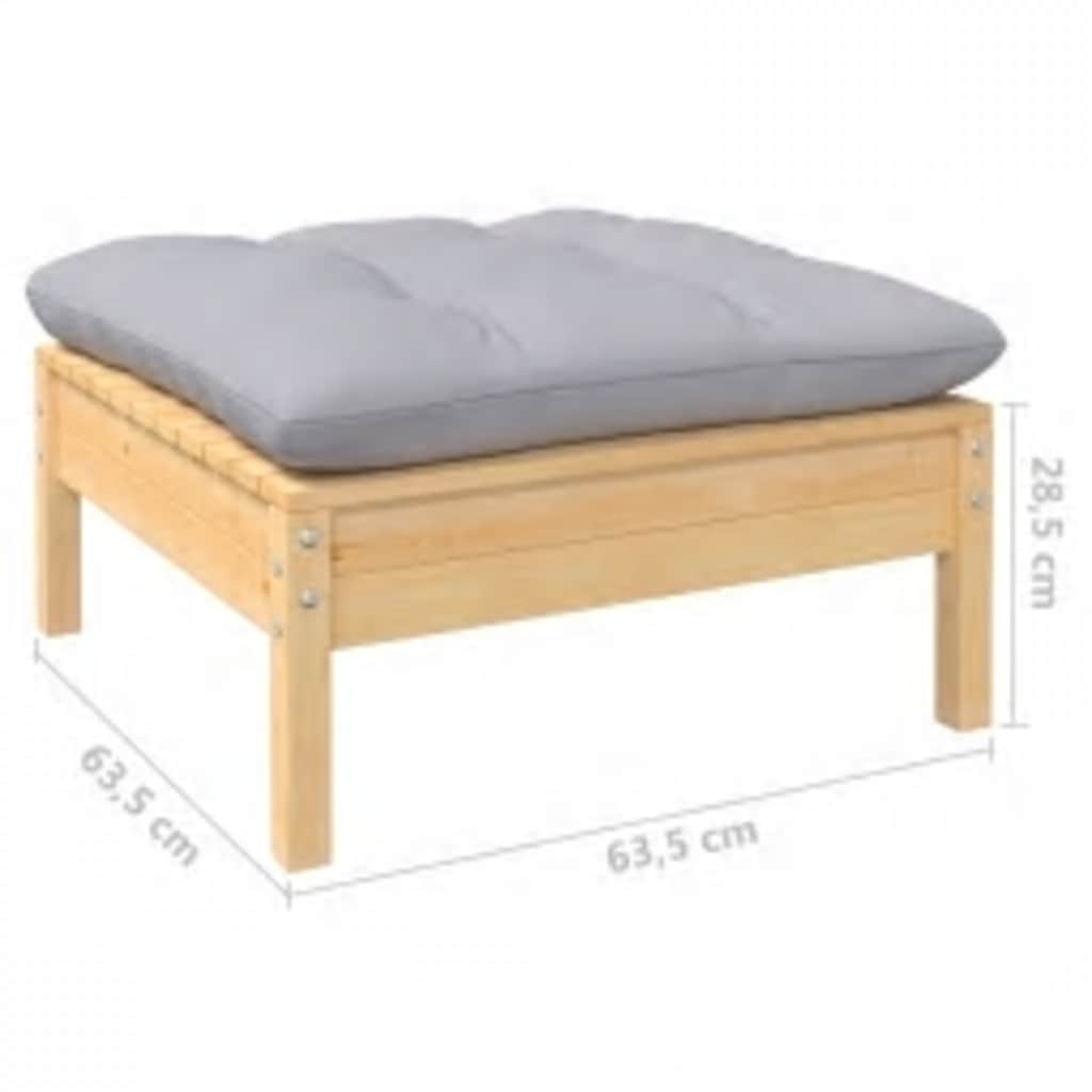 4-tlg. Garten-Lounge-Set mit Grauen Kissen Kiefernholz
