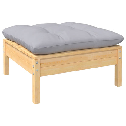 10-tlg. Garten-Lounge-Set mit Grauen Kissen Massivholz Kiefer