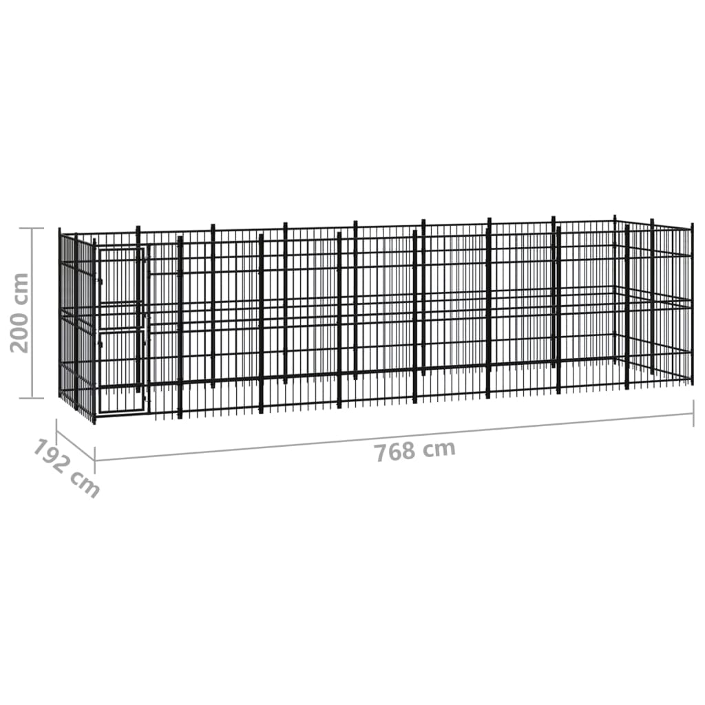Niche extérieure en acier pour chien 14,75 m²