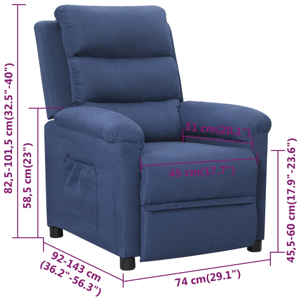 Relaxsessel Blau Stoff