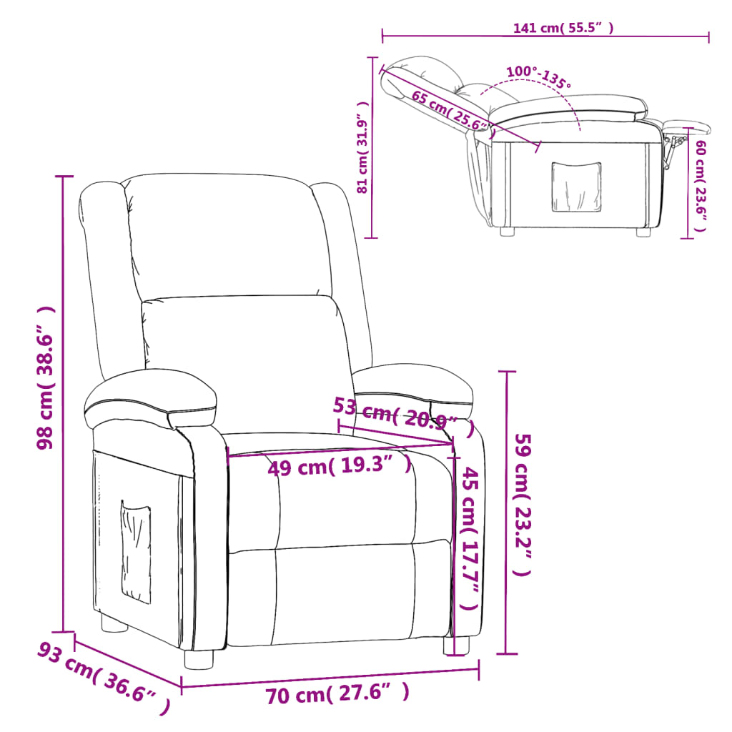 Fauteuil inclinable en velours noir