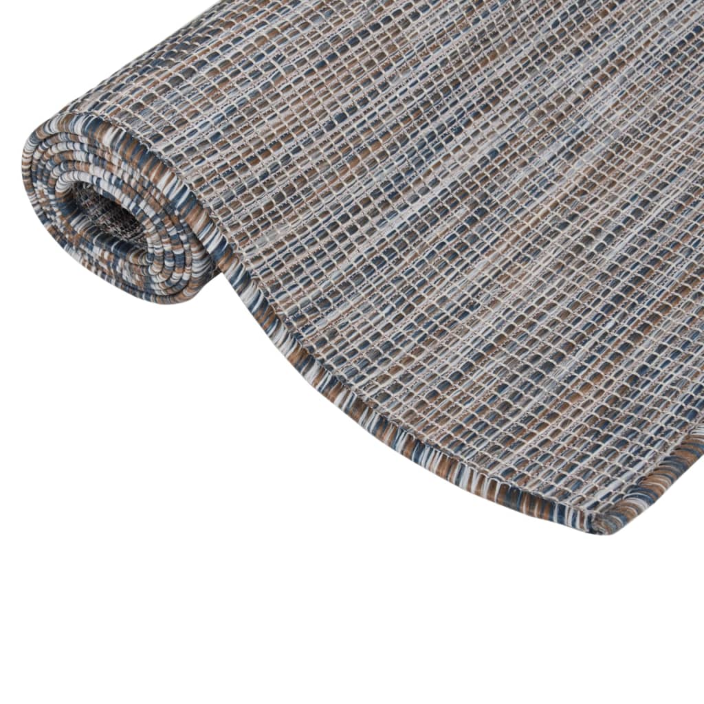 Outdoor-Teppich Flachgewebe 80x250 cm Braun und Blau