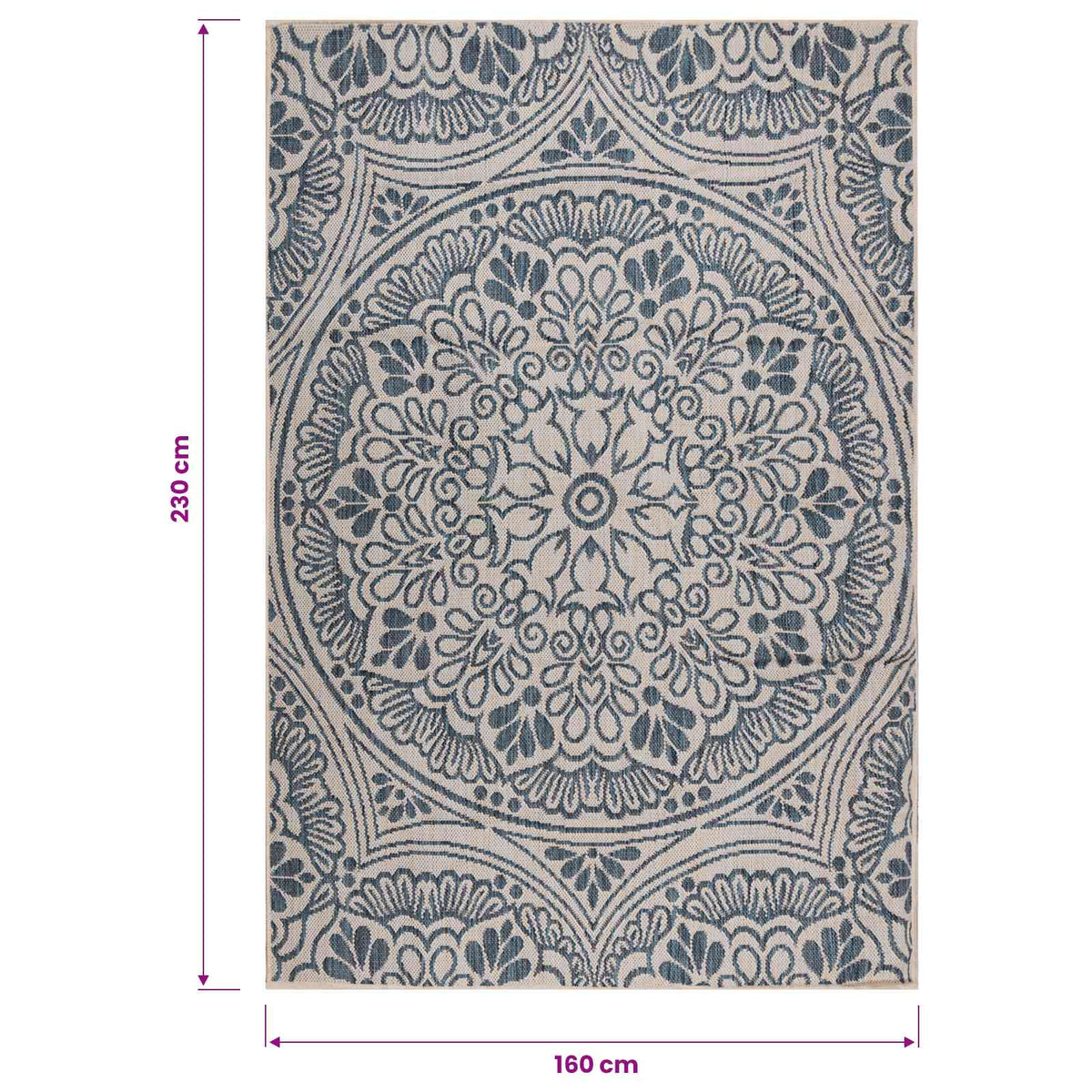 Outdoor-Teppich Flachgewebe 160x230 cm Blaues Muster