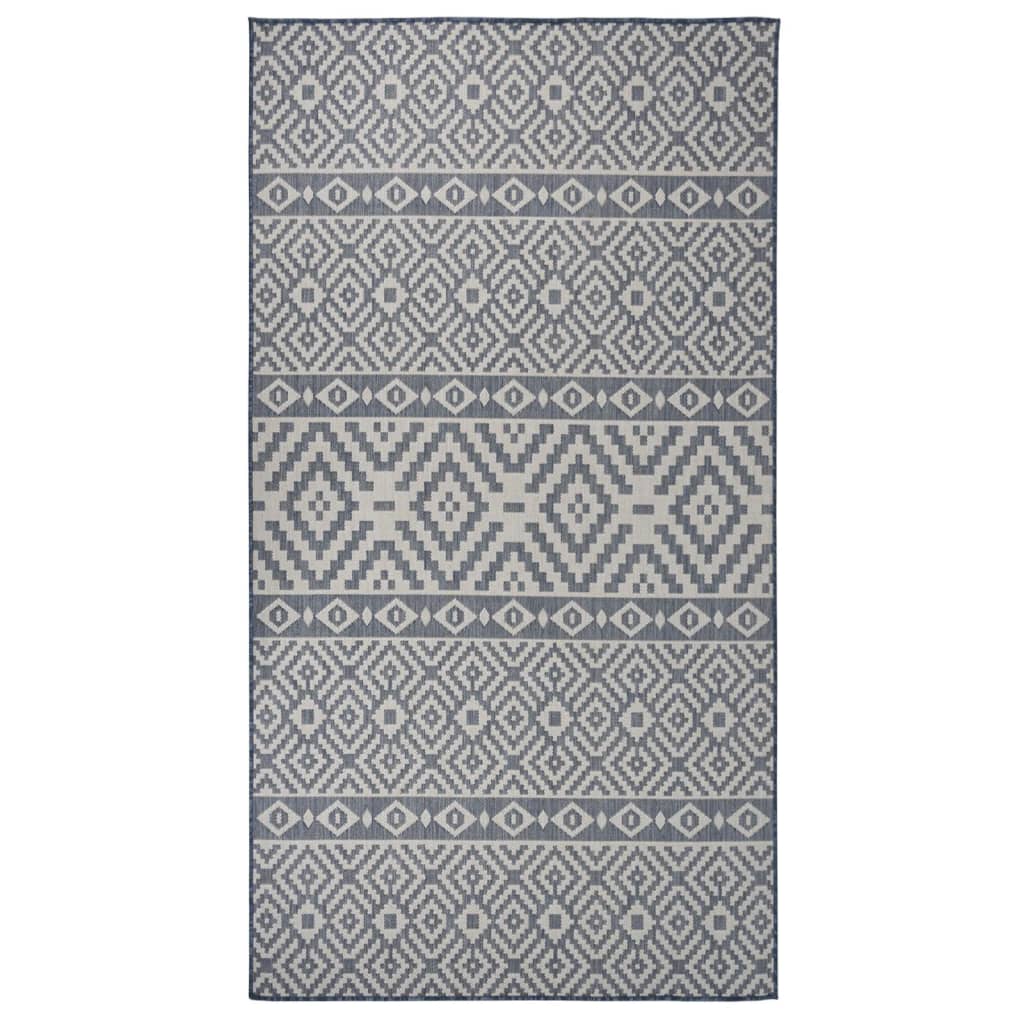 Outdoor-Teppich Flachgewebe 80x150 cm Blau Gestreift