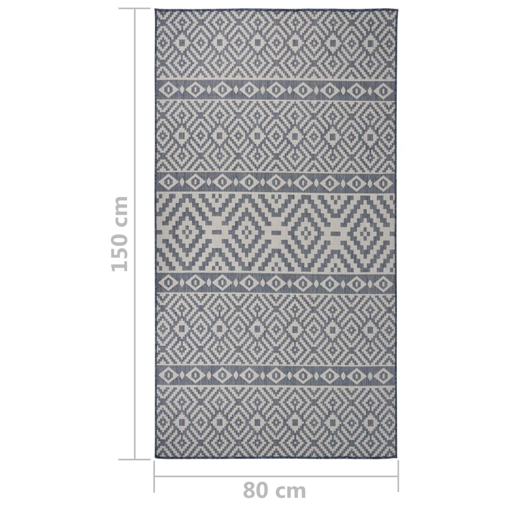 Outdoor-Teppich Flachgewebe 80x150 cm Blau Gestreift