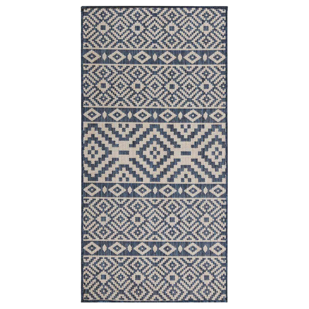 Outdoor-Teppich Flachgewebe 80x150 cm Blau Gestreift