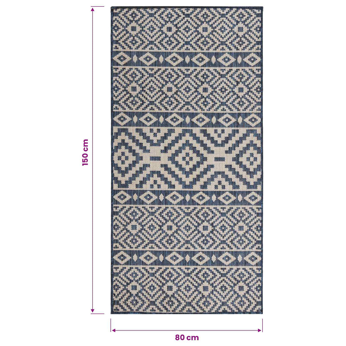 Outdoor-Teppich Flachgewebe 80x150 cm Blau Gestreift