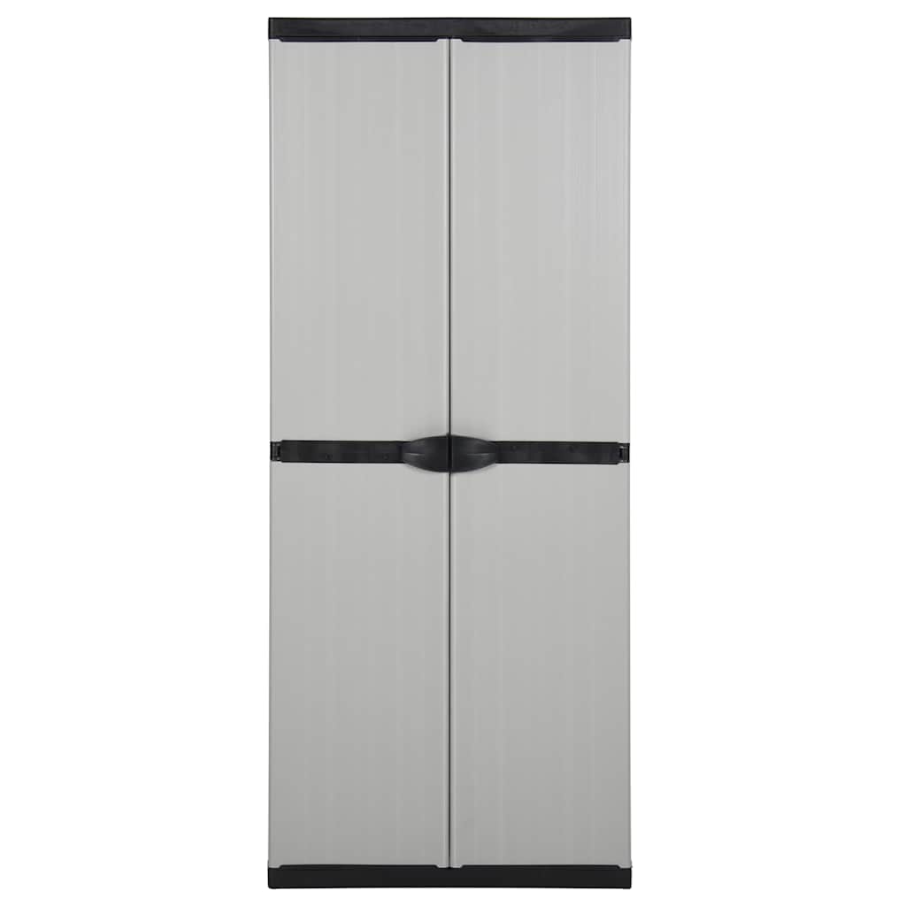 Garten-Lagerschrank mit 3 Böden Grau & Schwarz 68x40x168 cm