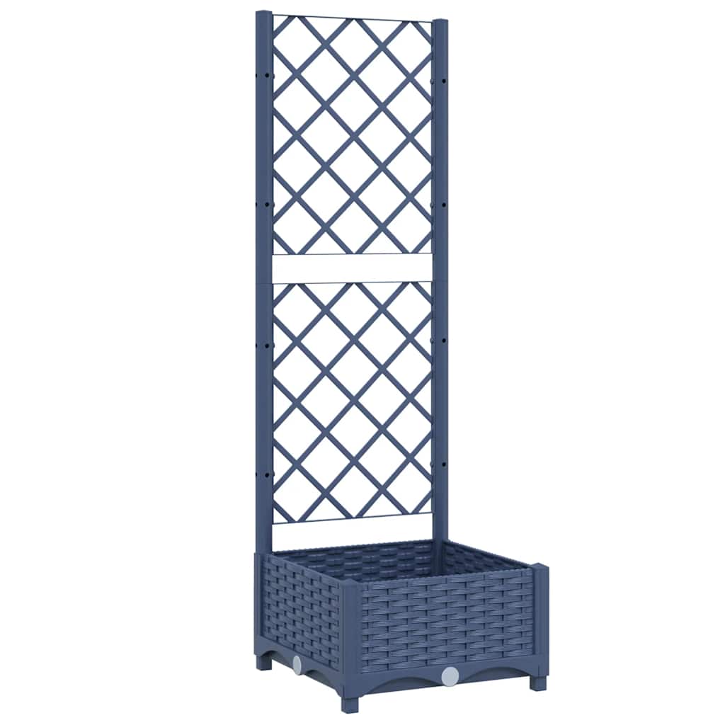 Garten-Pflanzgefäß mit Spalier Blaugrau 40 x 40 x 121,5 cm PP