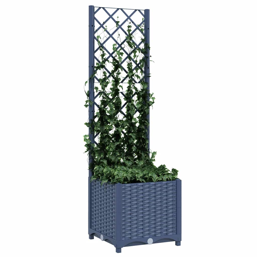 Garten-Pflanzgefäß mit Spalier Blaugrau 40 x 40 x 136 cm PP