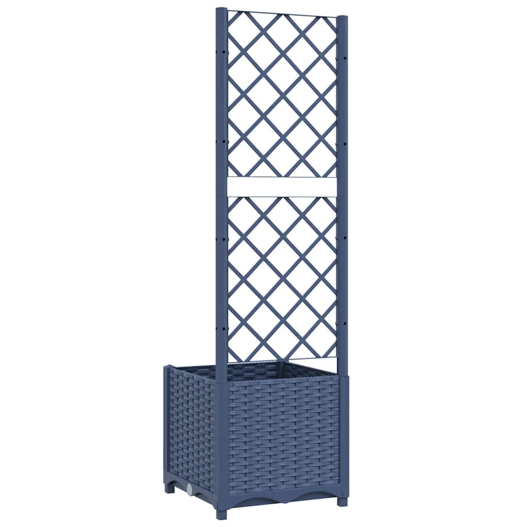 Garten-Pflanzgefäß mit Spalier Blaugrau 40 x 40 x 136 cm PP