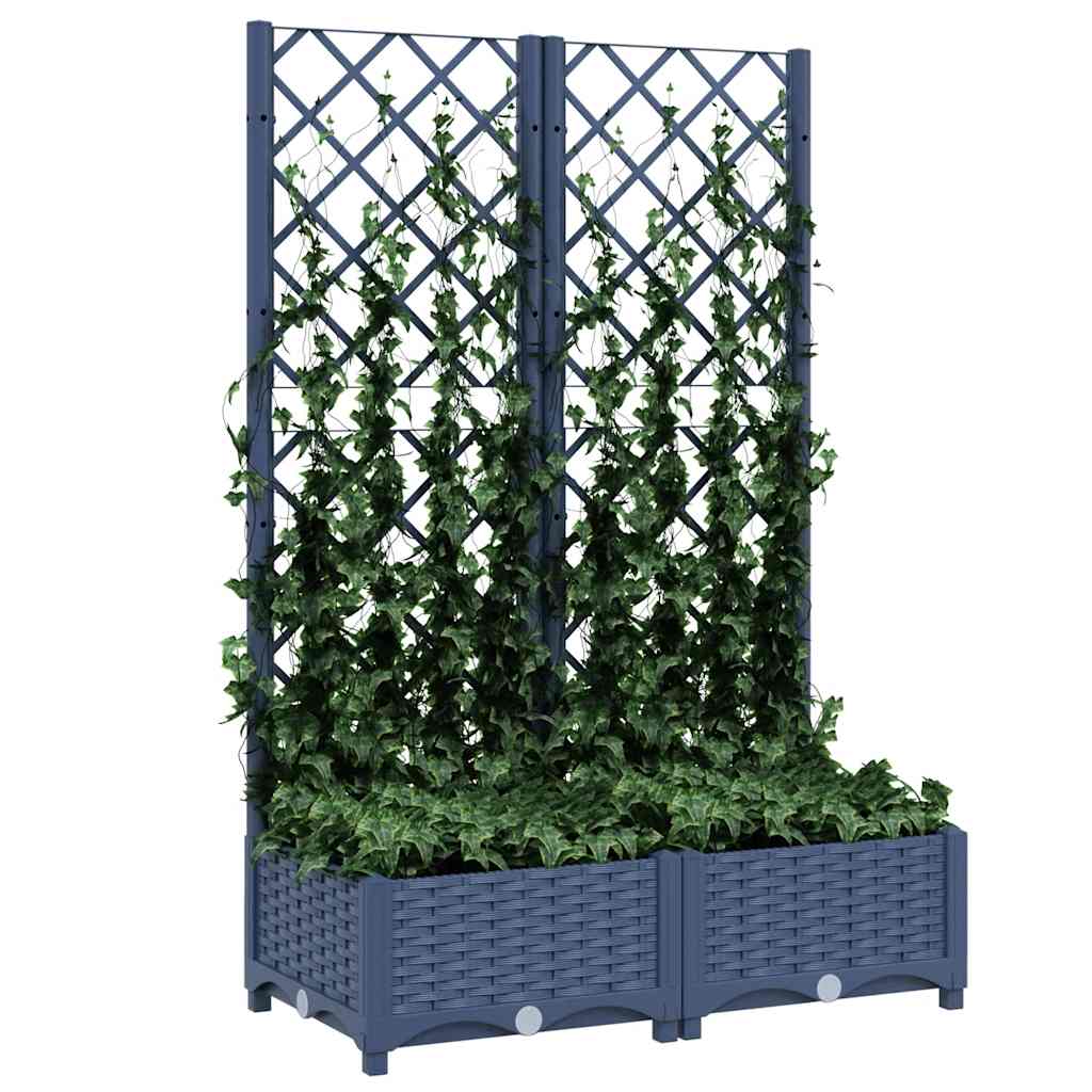Garten-Pflanzgefäß mit Spalier Blaugrau 80 x 40 x 121,5 cm PP