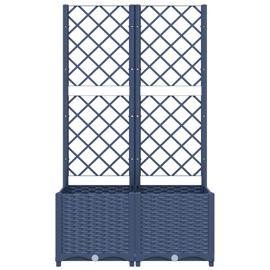 Garten-Pflanzgefäß mit Spalier Blaugrau 80 x 40 x 136 cm PP