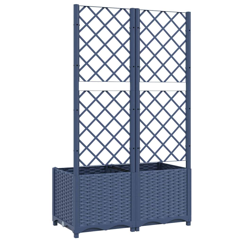 Garten-Pflanzgefäß mit Spalier Blaugrau 80 x 40 x 136 cm PP