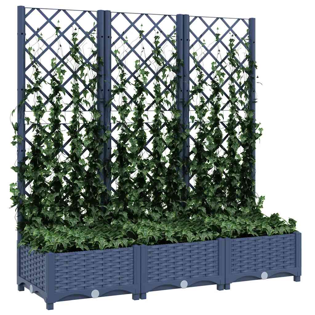 Pflanzkübel mit Spalier Blaugrau 120x40x121,5 cm PP