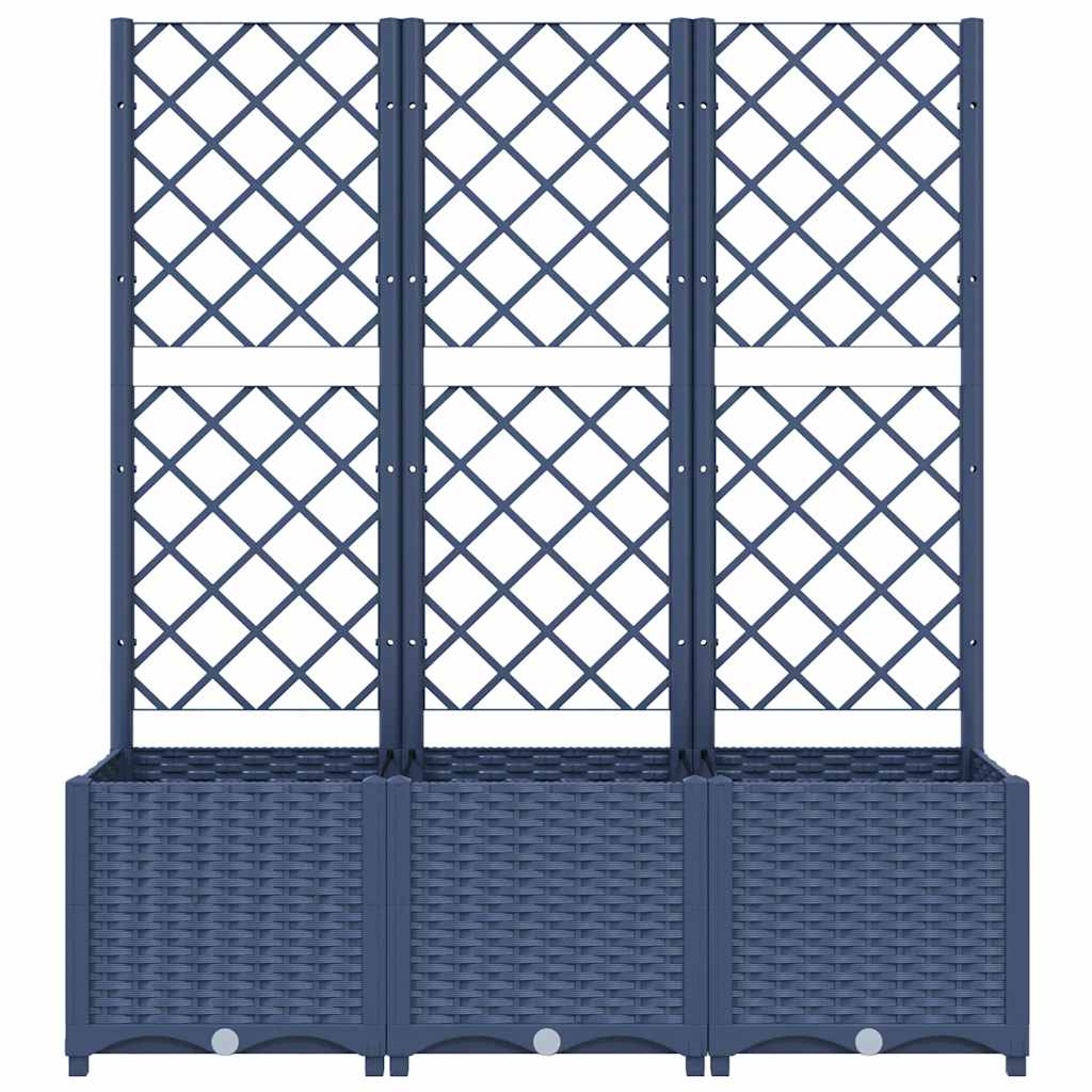 Pflanzkübel mit Spalier Blaugrau 120x40x136 cm PP