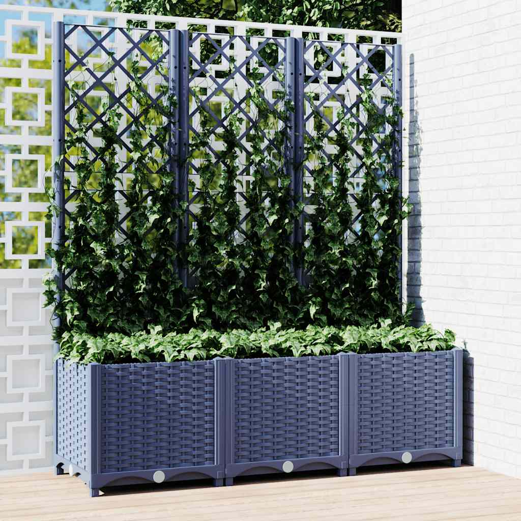 Pflanzkübel mit Spalier Blaugrau 120x40x136 cm PP
