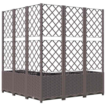 Pflanzkübel mit Rankgitter Braun 120x120x136 cm PP