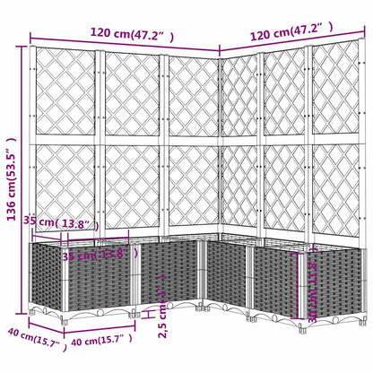 Pflanzkübel mit Rankgitter Braun 120x120x136 cm PP