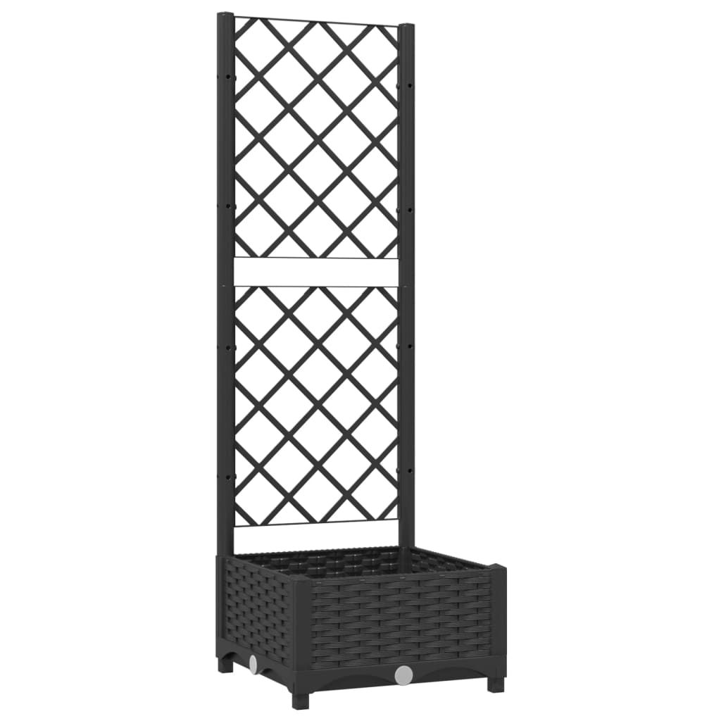 Garten-Pflanzgefäß mit Spalier Schwarz 40 x 40 x 121,5 cm PP