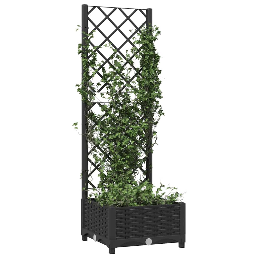 Garten-Pflanzgefäß mit Spalier Schwarz 40 x 40 x 121,5 cm PP