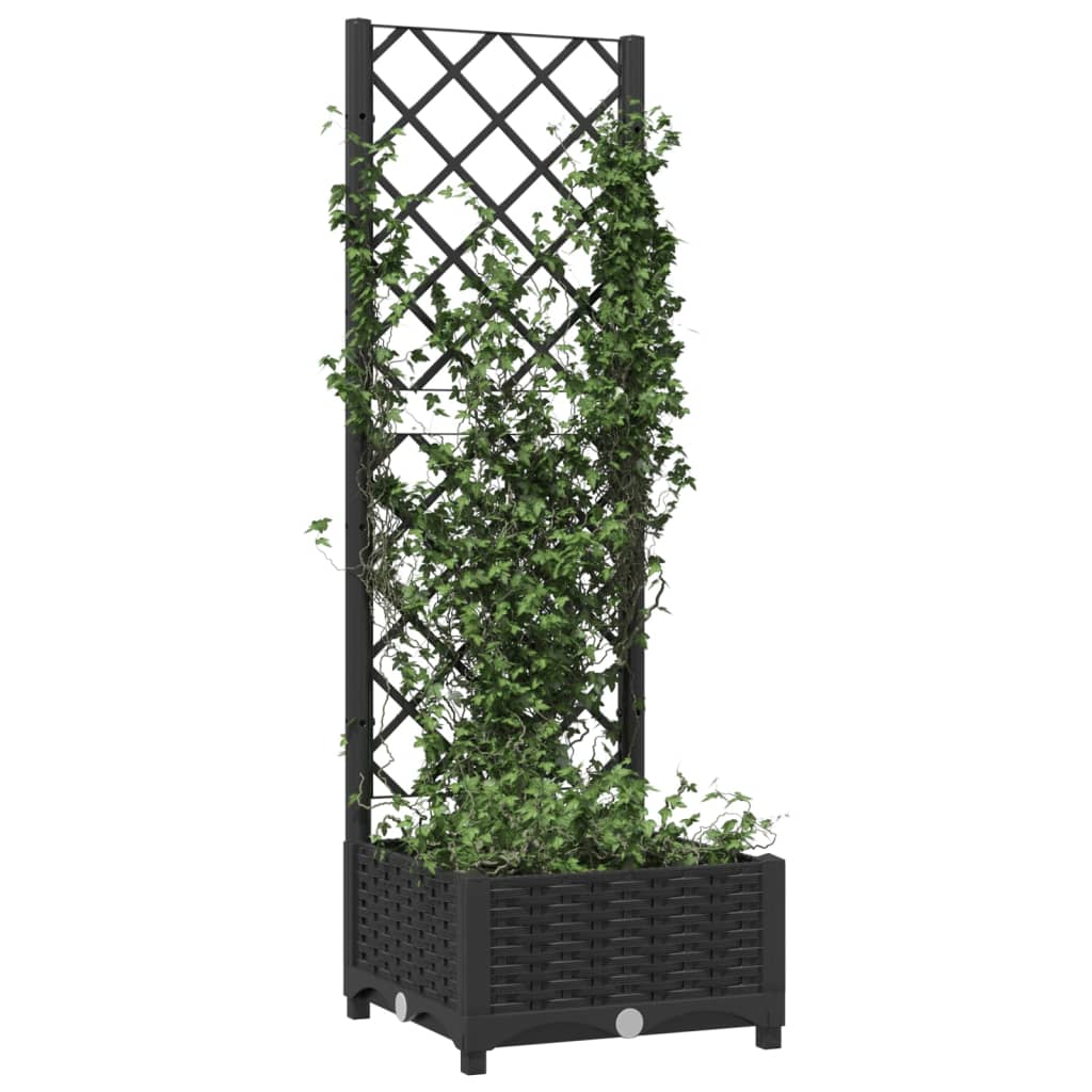Garten-Pflanzgefäß mit Spalier Schwarz 40 x 40 x 121,5 cm PP