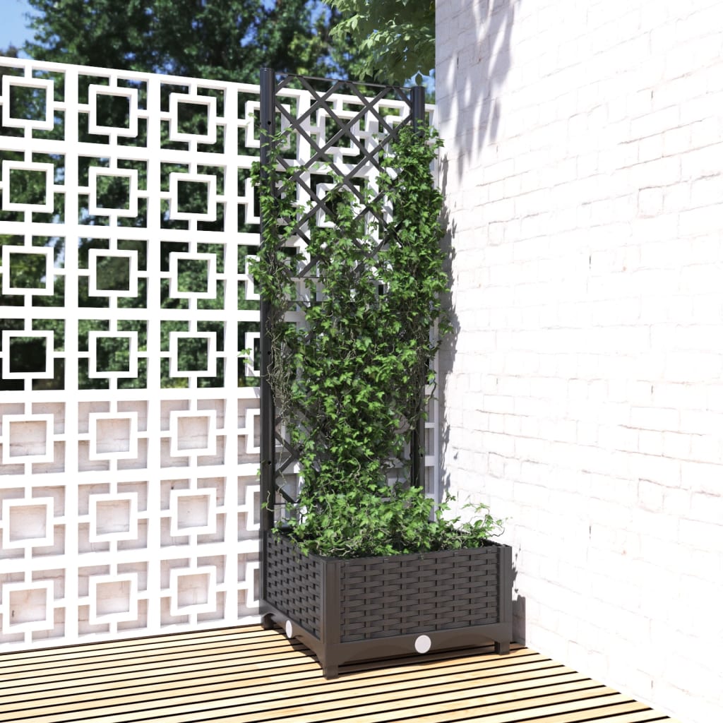 Garten-Pflanzgefäß mit Spalier Schwarz 40 x 40 x 121,5 cm PP