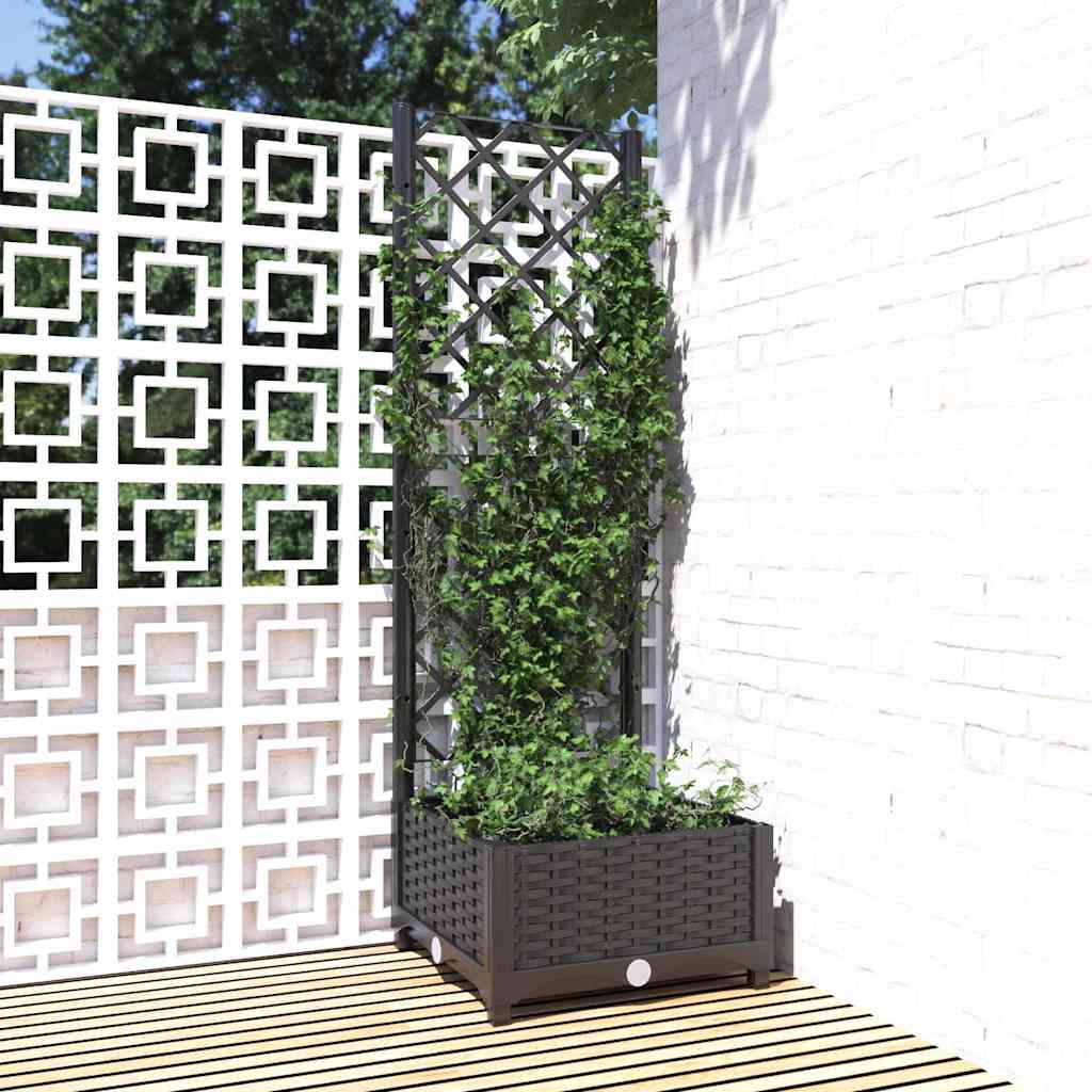 Garten-Pflanzgefäß mit Spalier Schwarz 40 x 40 x 121,5 cm PP
