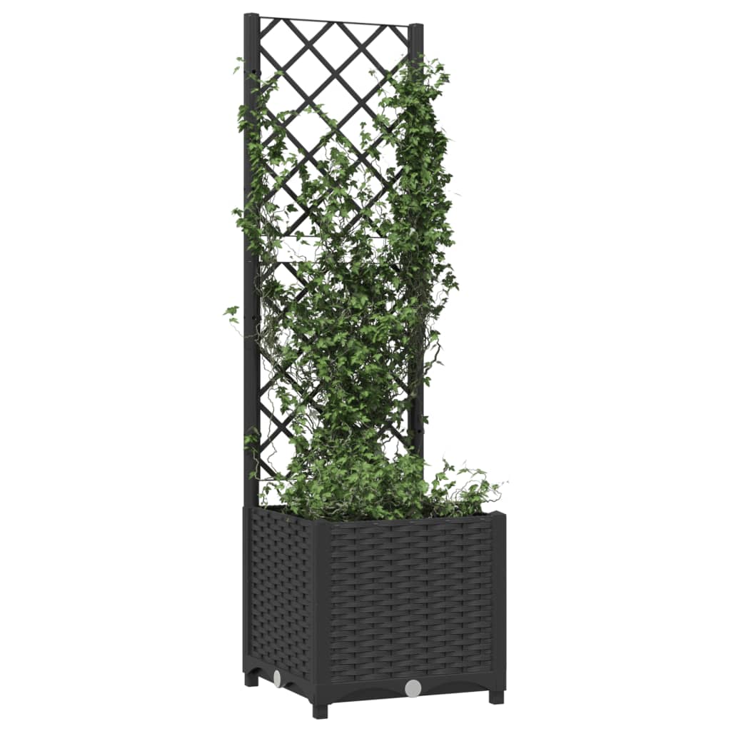 Garten-Pflanzgefäß mit Spalier Schwarz 40 x 40 x 136 cm PP