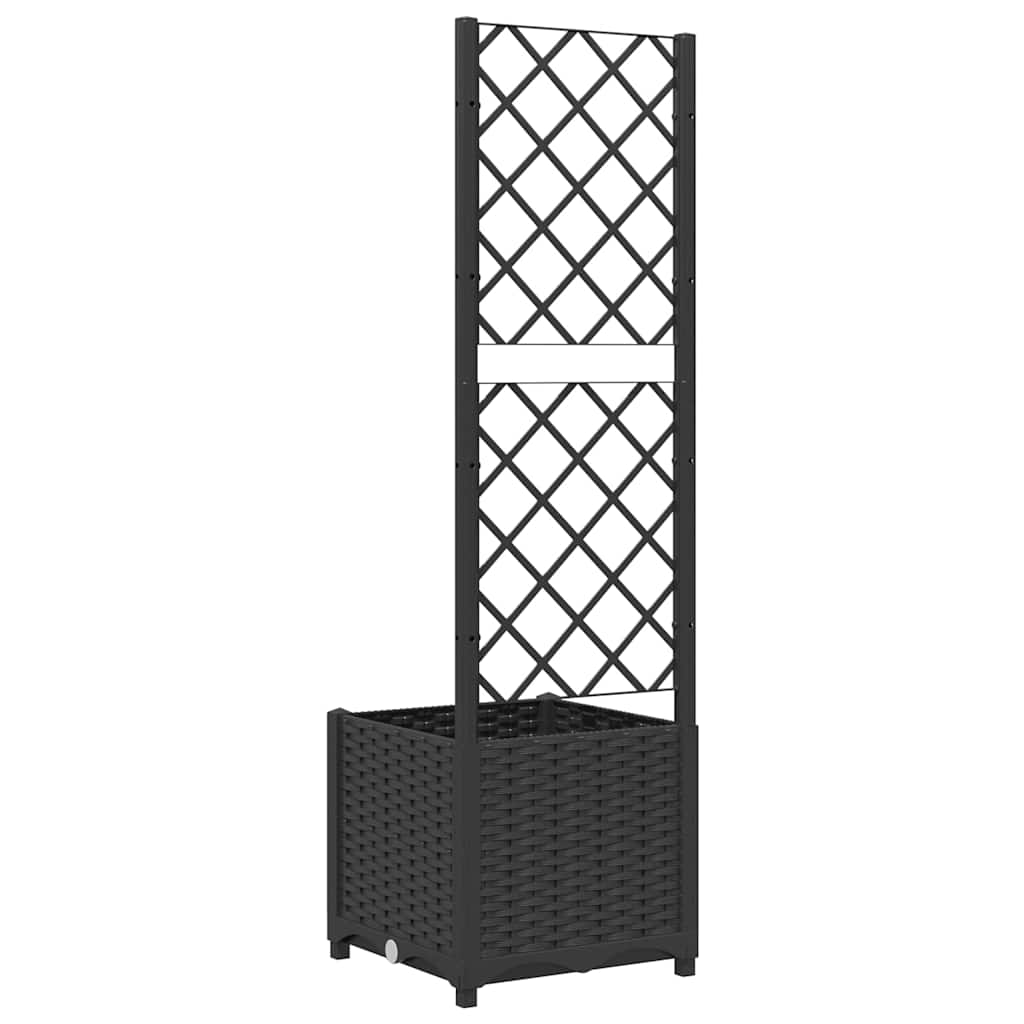 Garten-Pflanzgefäß mit Spalier Schwarz 40 x 40 x 136 cm PP