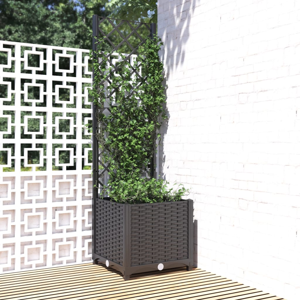 Garten-Pflanzgefäß mit Spalier Schwarz 40 x 40 x 136 cm PP