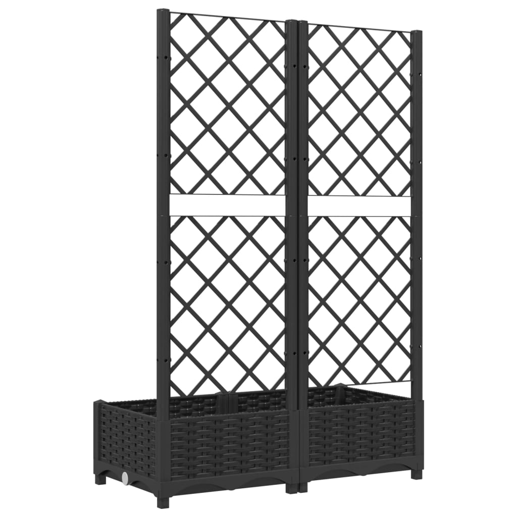 Gartenpflanzgefäß mit Spalier Schwarz 80 x 40 x 121,5 cm PP