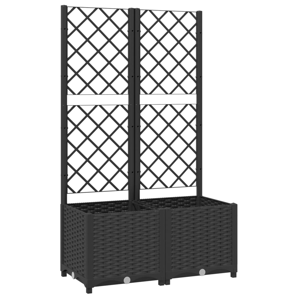 Garten-Pflanzgefäß mit Spalier Schwarz 80 x 40 x 136 cm PP
